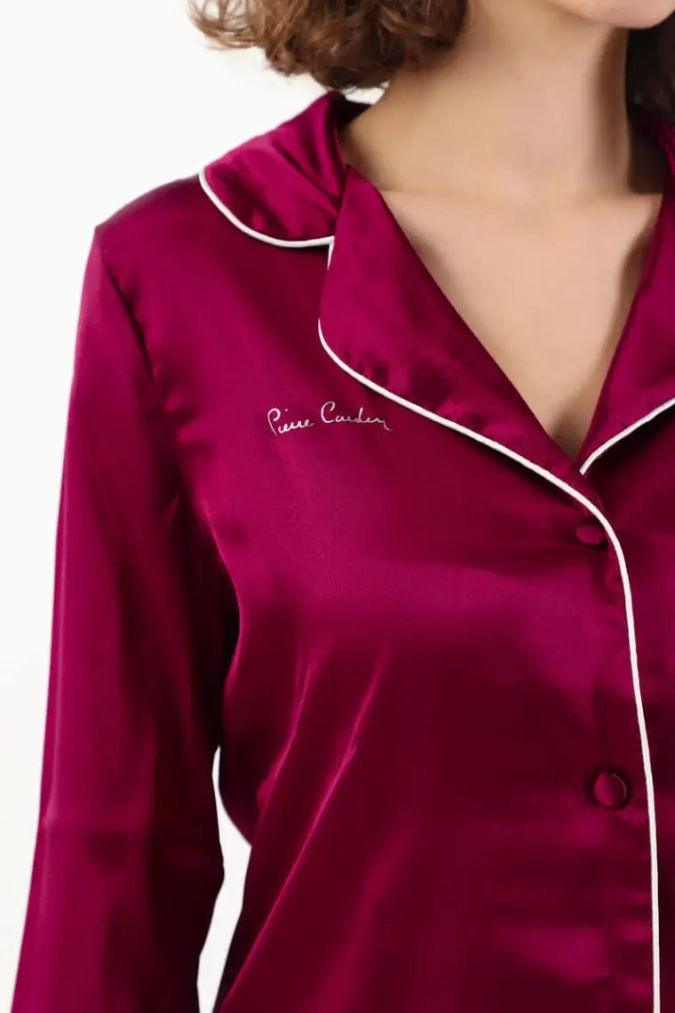 Pierre Cardin 1200 Kadın Saten Pijama Takımı-Lacivert