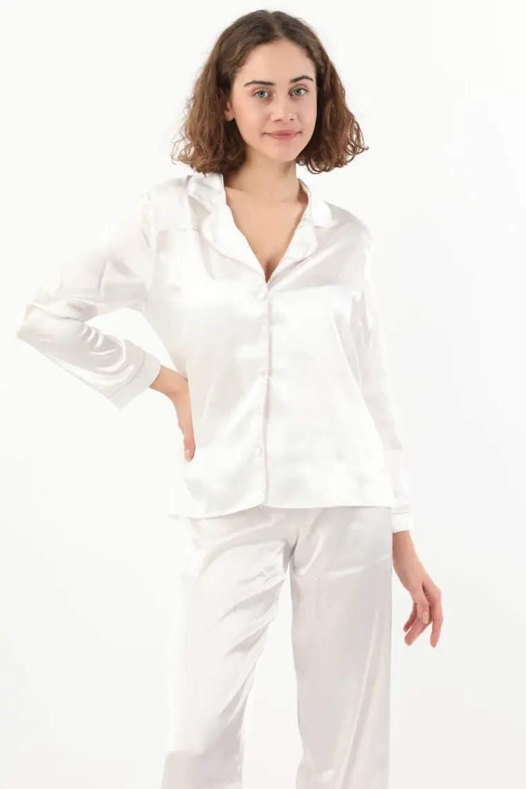 Pierre Cardin 1200 Kadın Saten Pijama Takımı-Lacivert