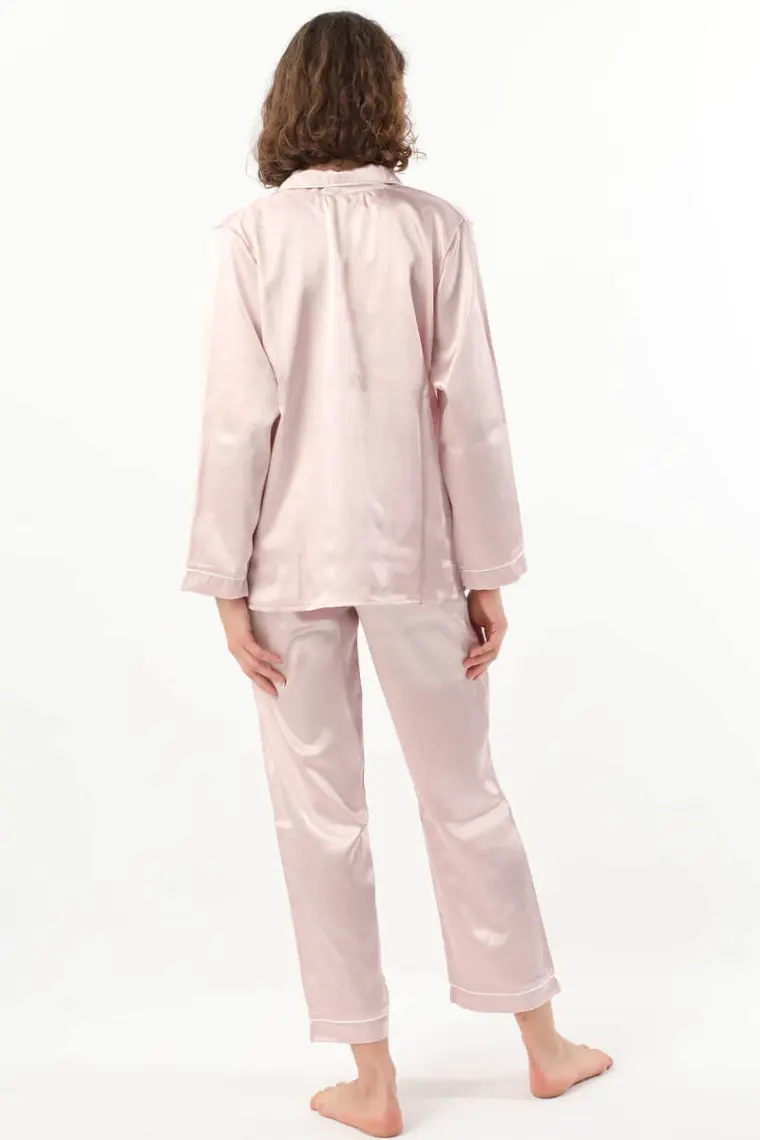 Pierre Cardin 1200 Kadın Saten Pijama Takımı-Lacivert