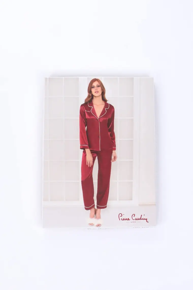 Pierre Cardin 1200 Kadın Saten Pijama Takımı-Lacivert