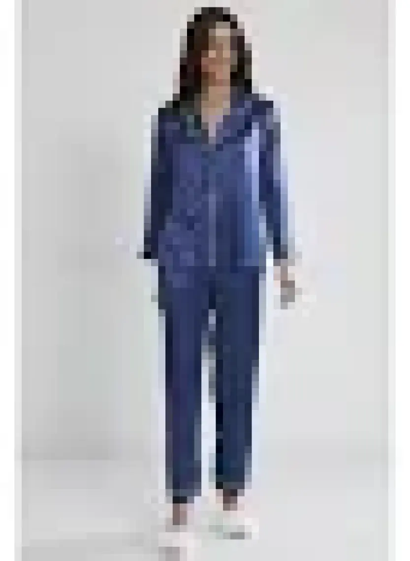 Pierre Cardin 1200 Kadın Saten Pijama Takımı-Lacivert