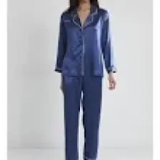 Pierre Cardin 1200 Kadın Saten Pijama Takımı-Lacivert