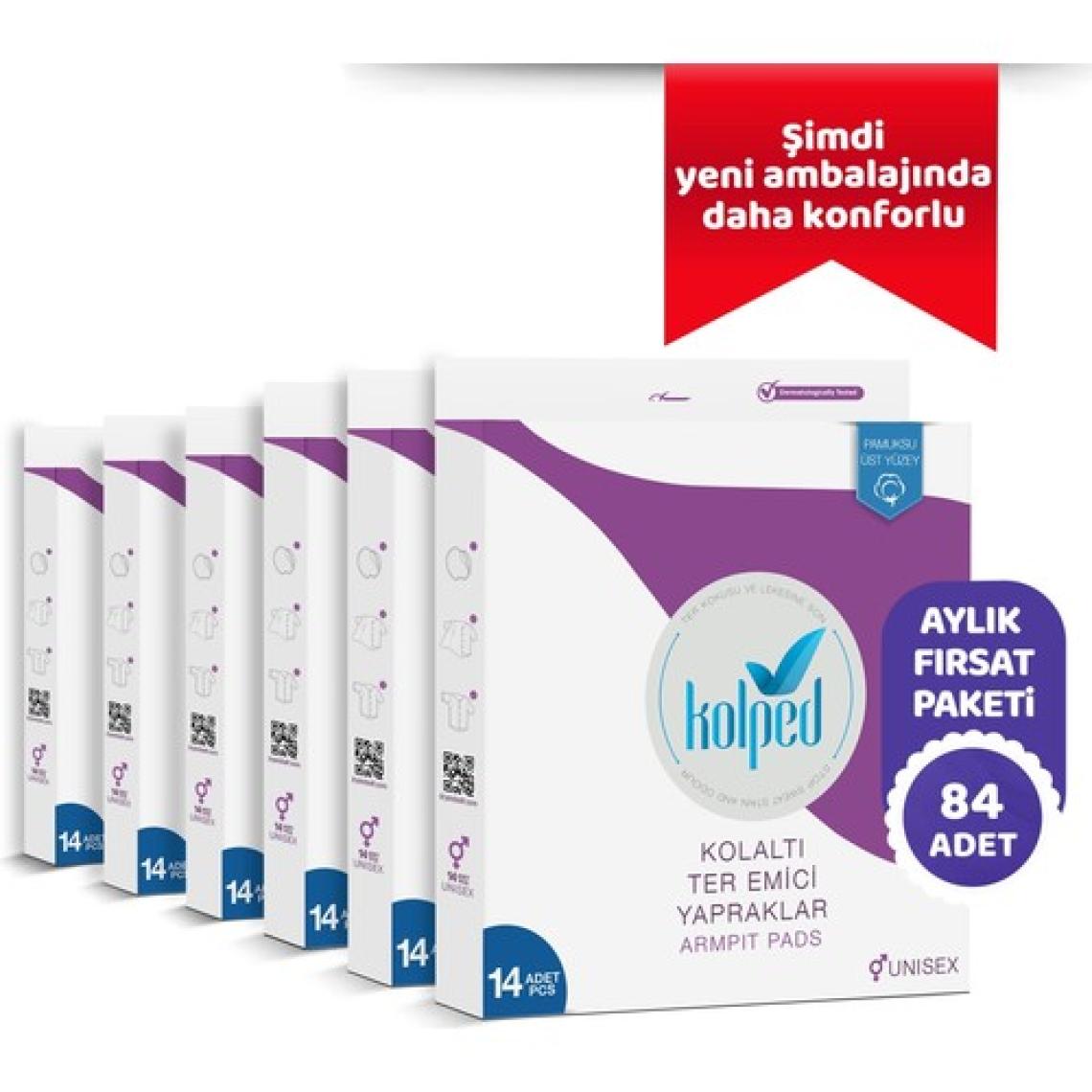 Kolped Koltuk Altı Ter Emici Pedler - Yüksek Emicilik, Pamuklu, Yapışkanlı, 84 Adet, Hafif, Dayanıklı ve Gün Boyu Rahat Kullanım