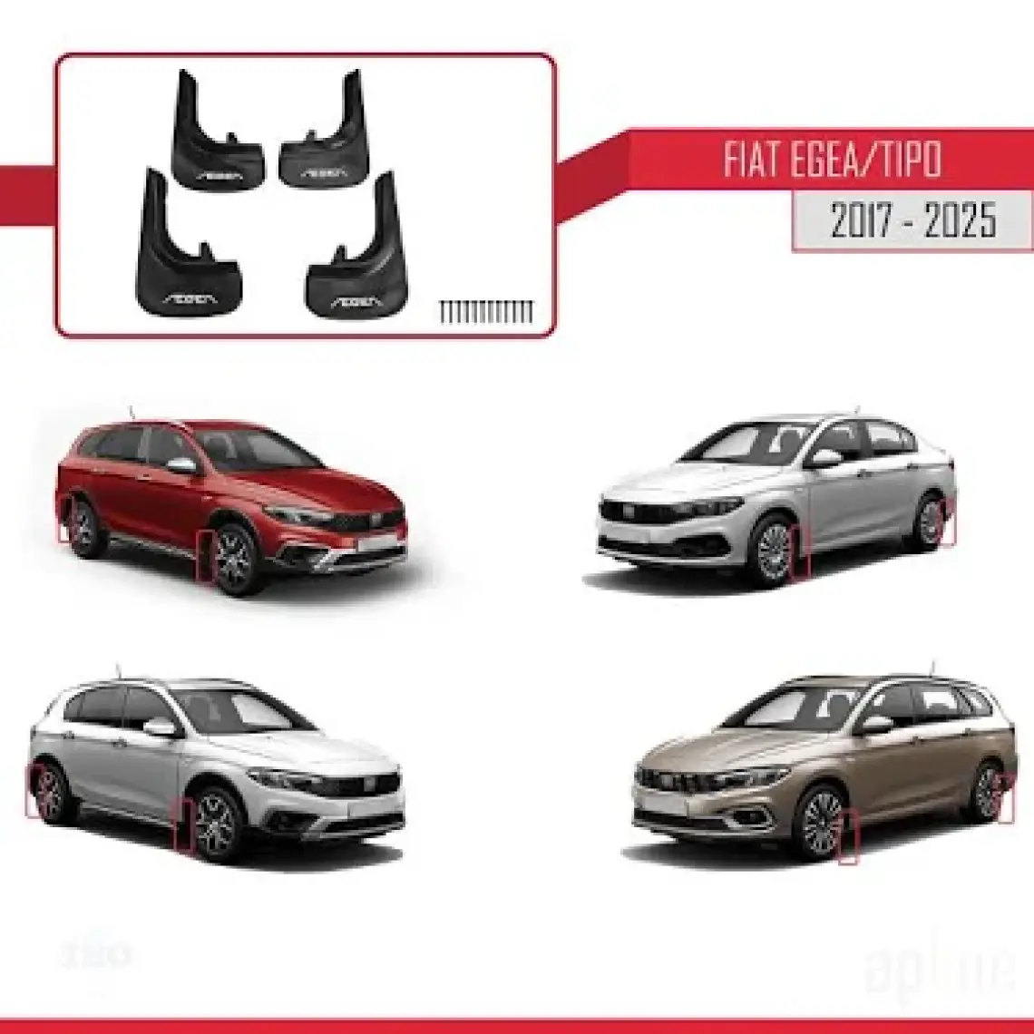 Susler Oto Aksesuar Rich Otomotiv Rich Fıat Egea Çamurluk Paçalık Tozluk 4 Lü Set