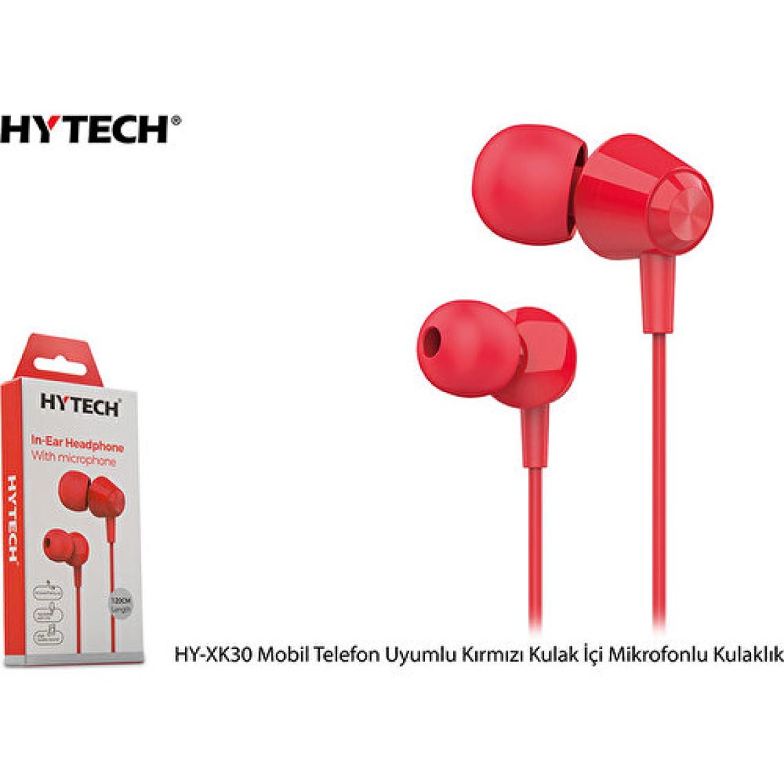 Hytech HY-XK30 Mobil Telefon Uyumlu Kulak İçi Mikrofonlu Kırmızı Kablolu Kulaklık