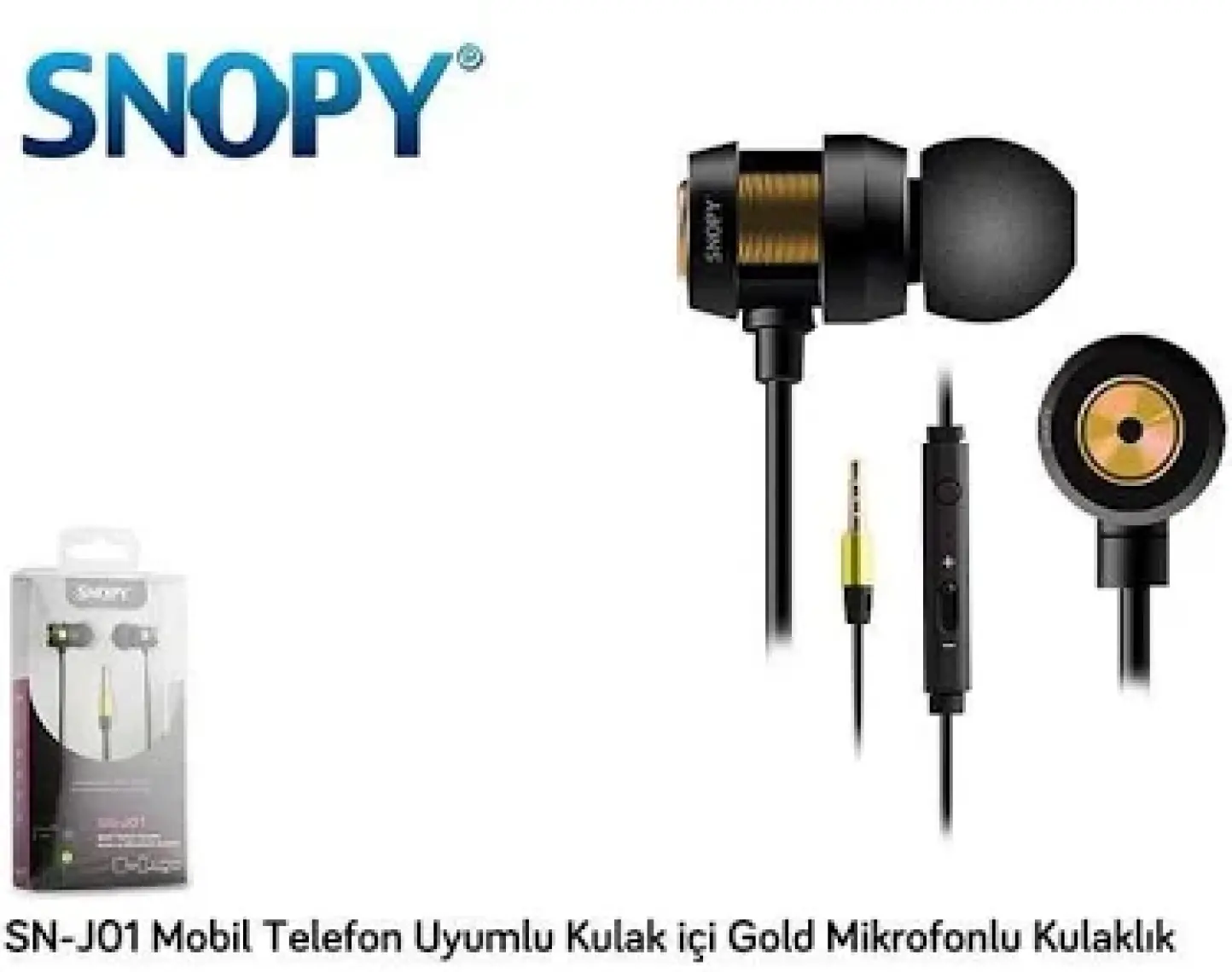 Snopy SN-J01 Mobil Telefon Uyumlu Kulak içi Siyah/Gold Mikrofonlu Kulaklık