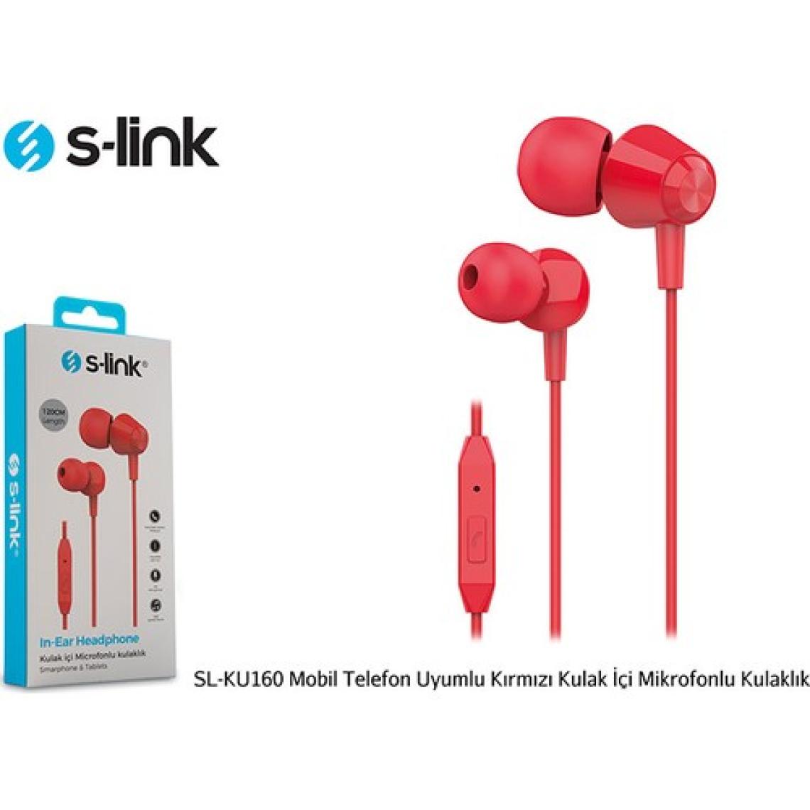 S-link SL-KU160 Kırmızı Mikrofonlu Kulak İçi Kulaklık