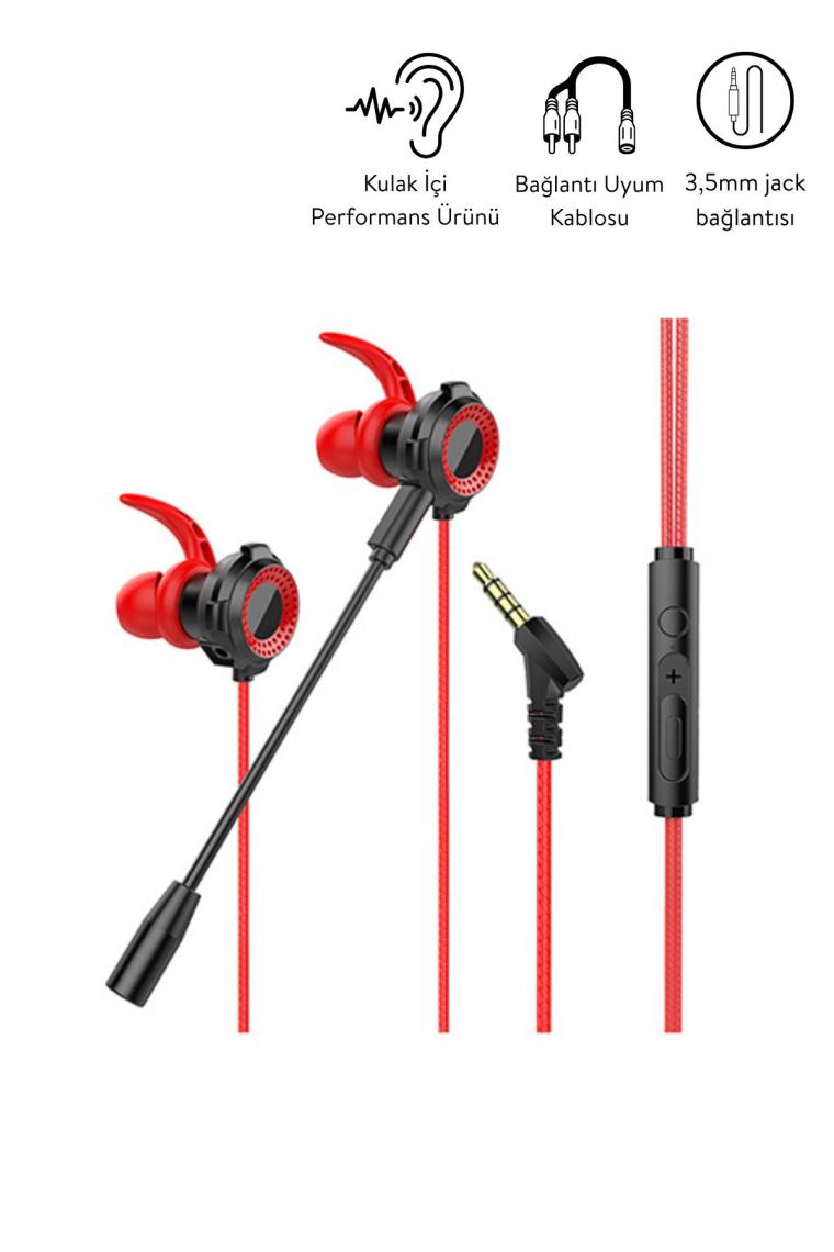 Rampage RM-K21 SUPERB 3,5mm Gaming Kırmızı Kulak İçi Mikrofonlu Kulaklık