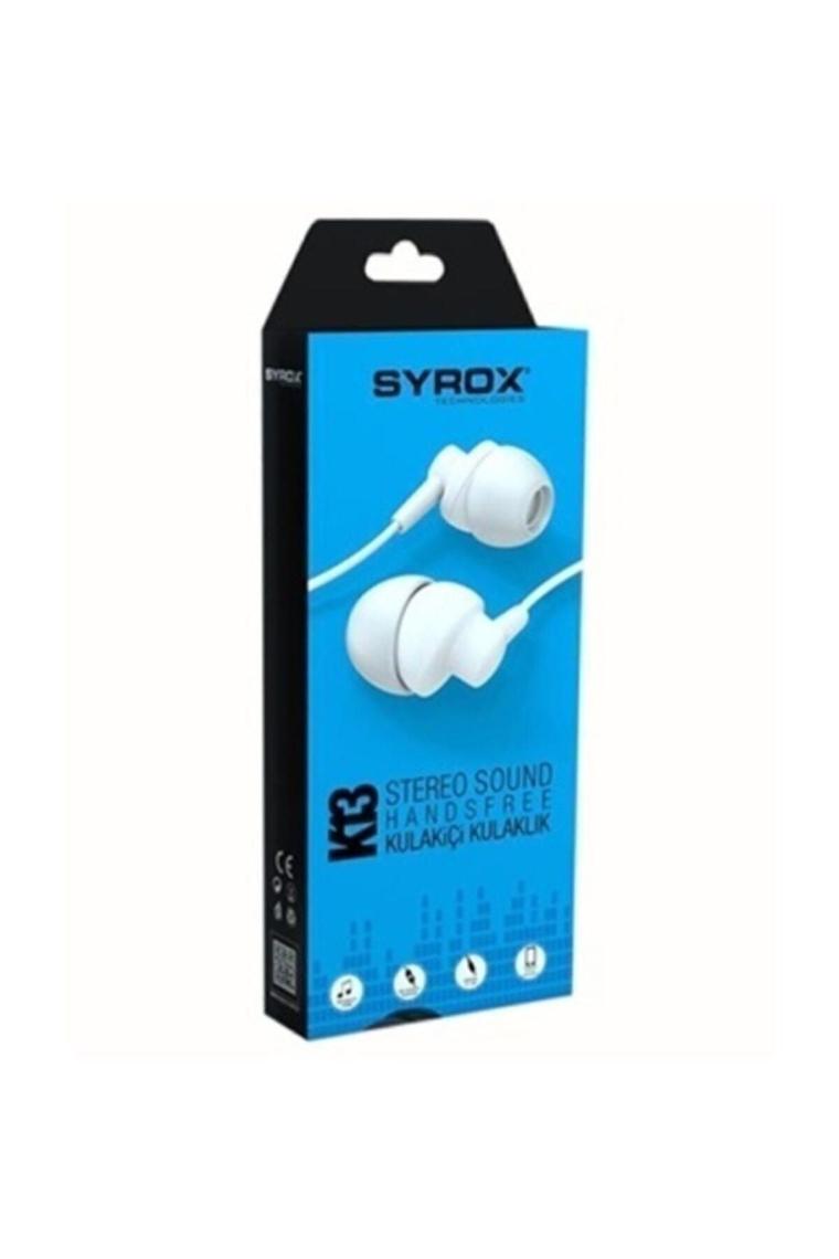 Syrox K13 Beyaz Mikrofonlu Kulak İçi Kulaklık