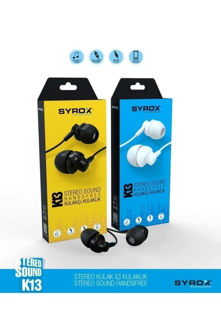 Syrox K13 Beyaz Mikrofonlu Kulak İçi Kulaklık