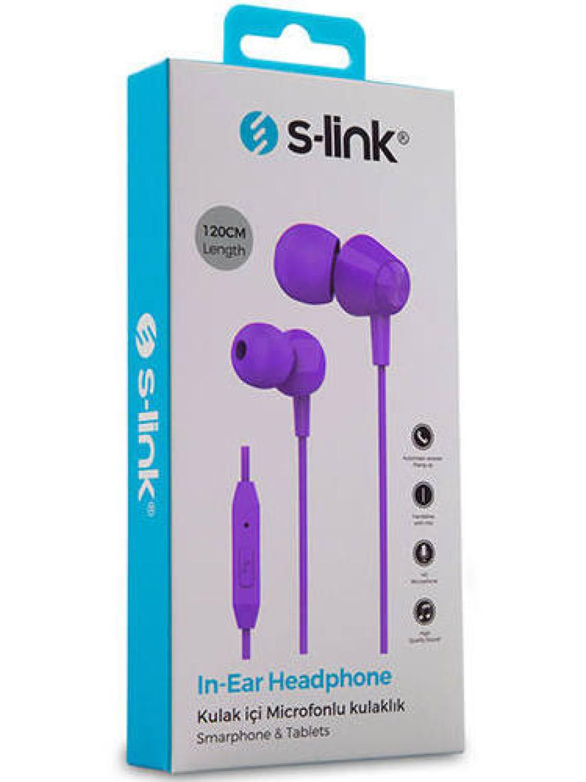 S-link SL-KU160 Mobil Uyumlu Mor Kulak İçi Mikrofonlu Kulaklık