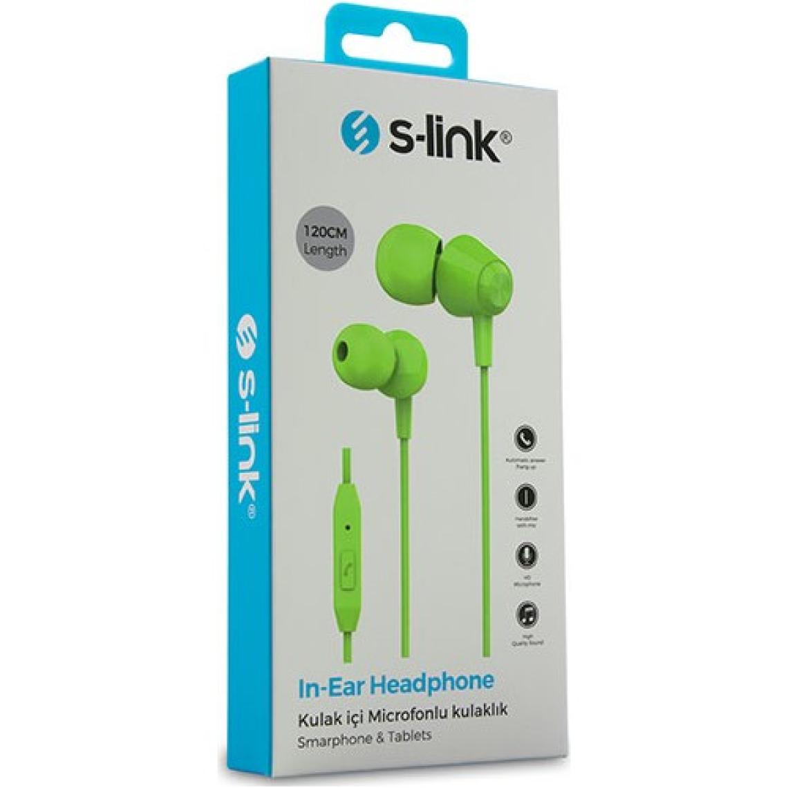 S-link SL-KU160 Yeşil Mikrofonlu Kulak İçi Kulaklık