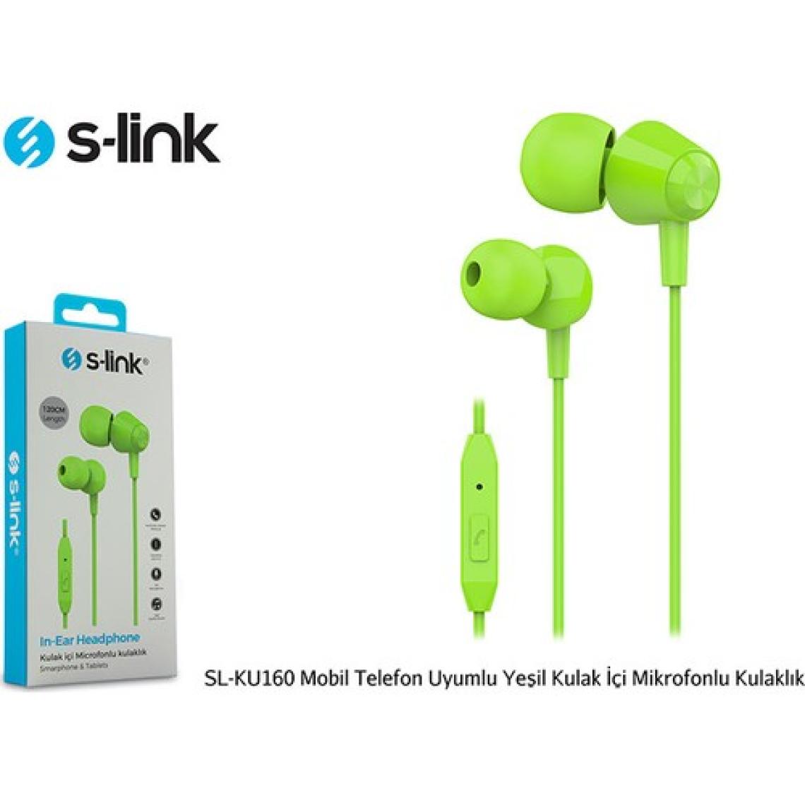 S-link SL-KU160 Yeşil Mikrofonlu Kulak İçi Kulaklık
