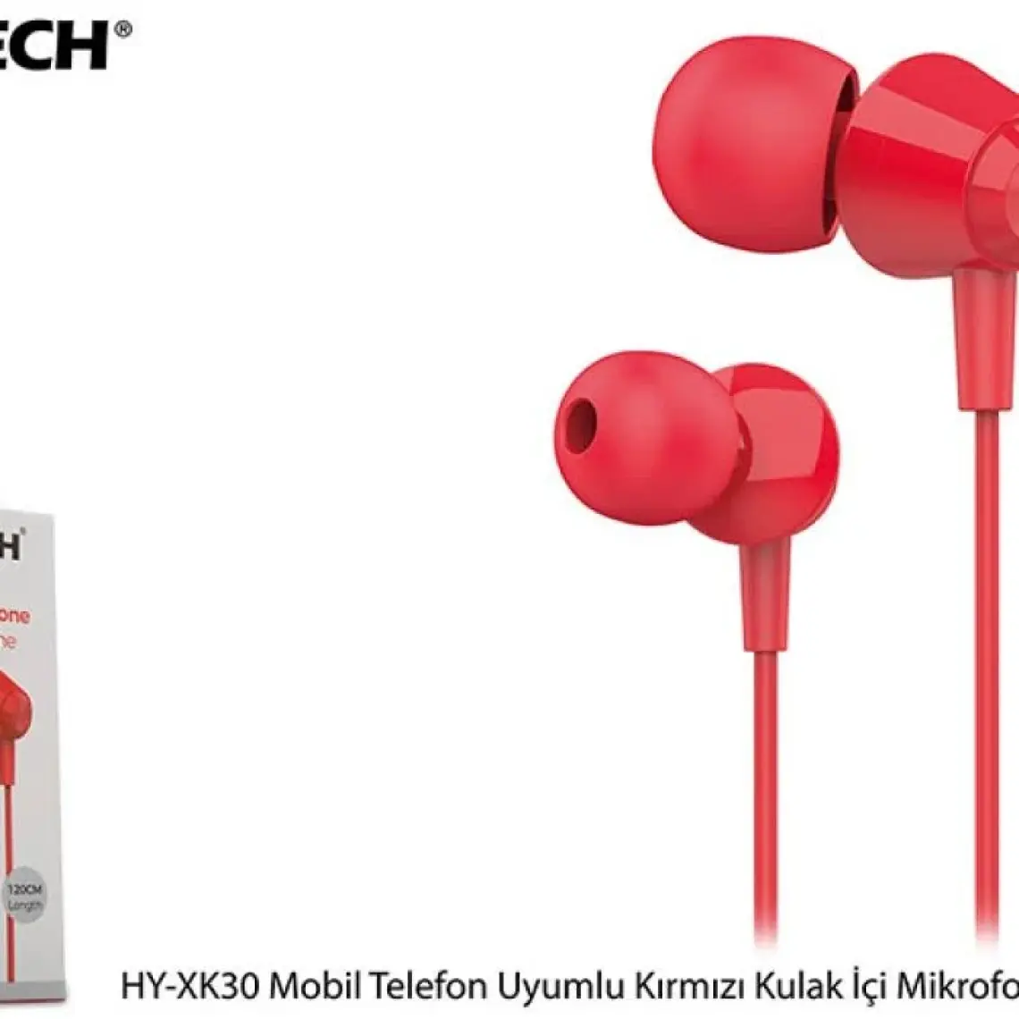 Hytech HY-XK30 Mobil Uyumlu Kırmızı Kulak İçi Mikrofonlu Kulaklık