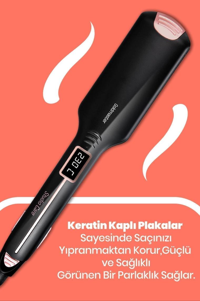 Defne Dijital Ekranlı Turmalin Keratin Seramik Geniş Plakalı Saç Düzleştirici Gm7186