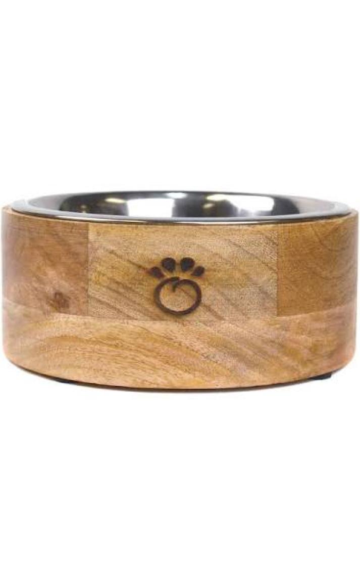 GF PET - Ahşap Kaplı Çelik Mama ve Su Kabı Large