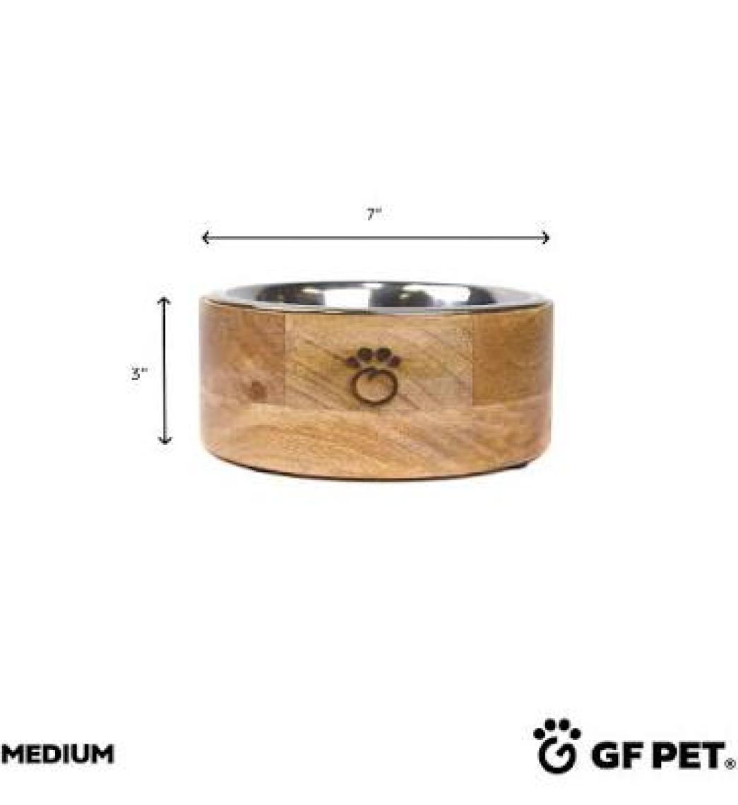 GF PET - Ahşap Kaplı Çelik Mama ve Su Kabı Large