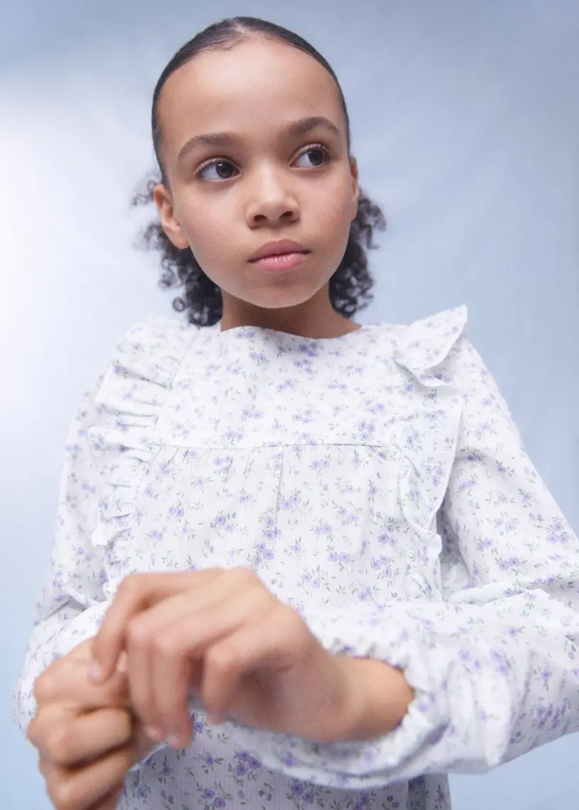 Mango Kids Çiçekli Fırfırlı Bluz