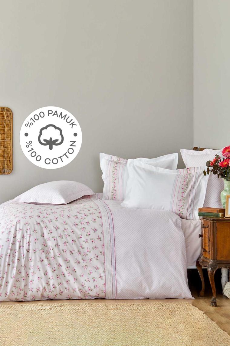 Glen Pembe %100 Pamuk Tek Kişilik Nevresim Takımı