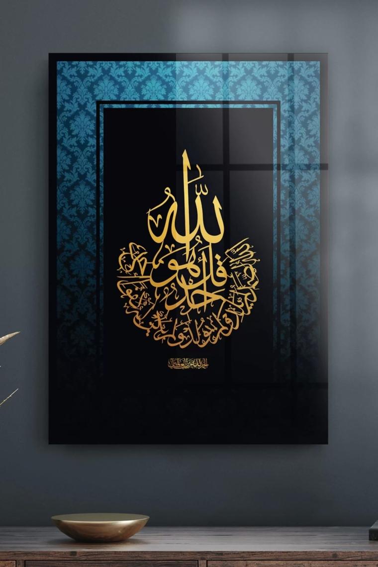 Decovetro Cam Tablo Kaligrafi Desenli Dini Islami Tablo 70X100 cm