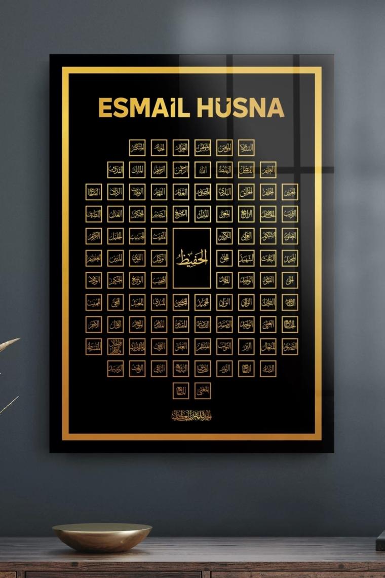 Decovetro Cam Tablo Esmaül Hüsna Dini Islami Tablo 70X100 cm