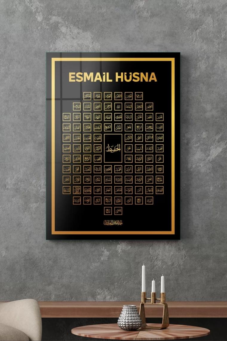 Decovetro Cam Tablo Esmaül Hüsna Dini Islami Tablo 70X100 cm