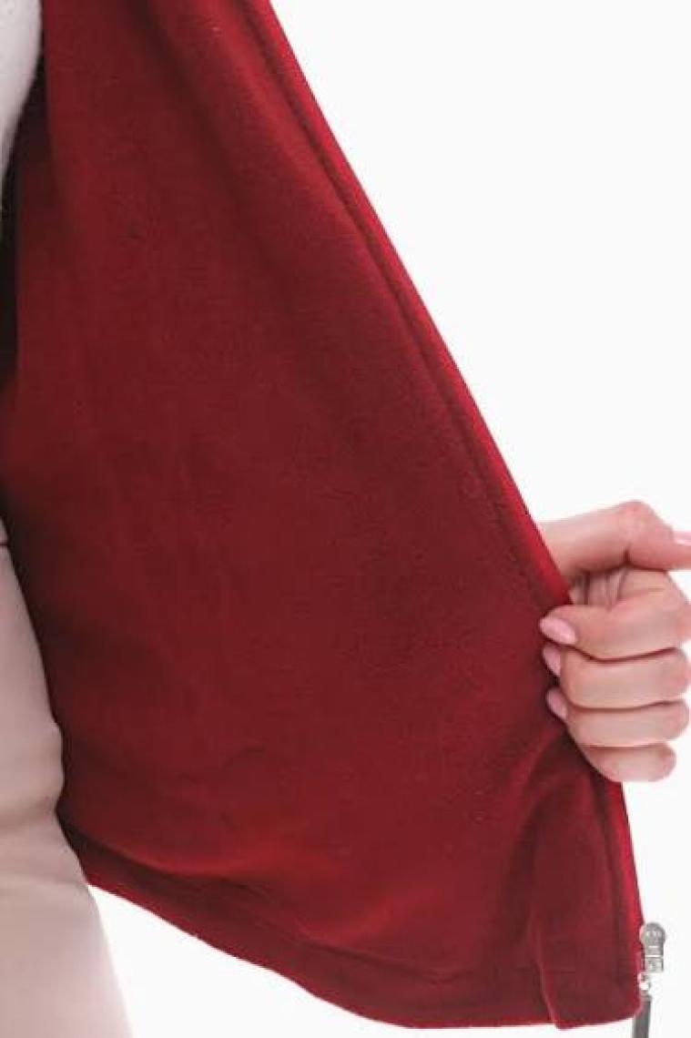 Vetre Kadın Büyük Beden Kapüşonlu Bordo Polarlı Yelek 1026