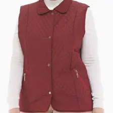 Vetre Kadın Büyük Beden Polo Yaka Bordo Kapitone Yelek 1028