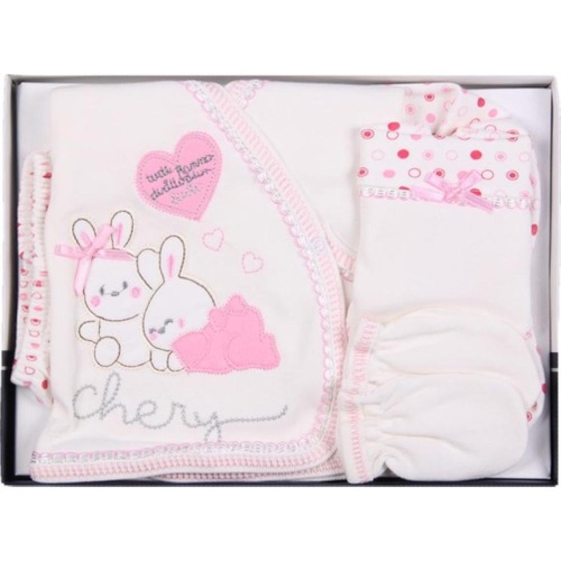 Baby Kids Colors  Tavşanlı 5 Parça Zıbın Set Pembe