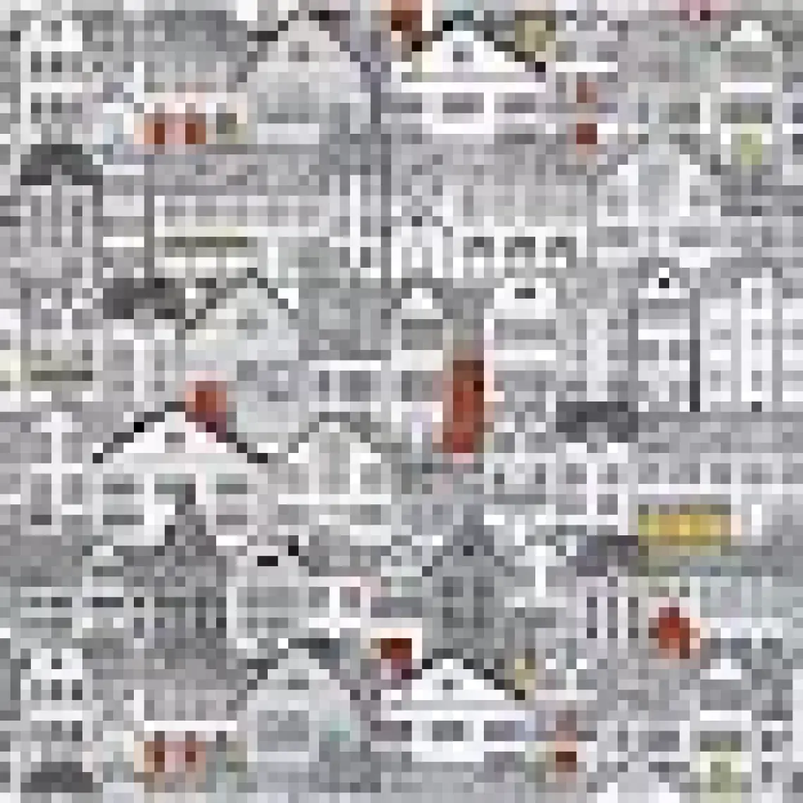 Suzani Şehir Desenli Dijital Baskılı Kumaş KMS-0869