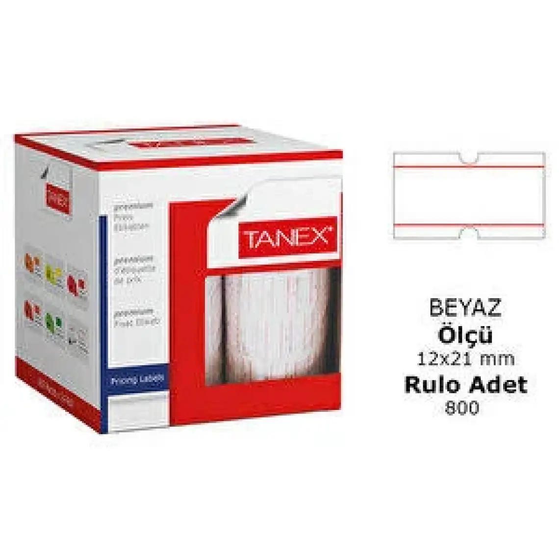 Tanex Fiyat Etiketi Çizgili 12 mm x 21 mm 24'lü Avantaj Paketi