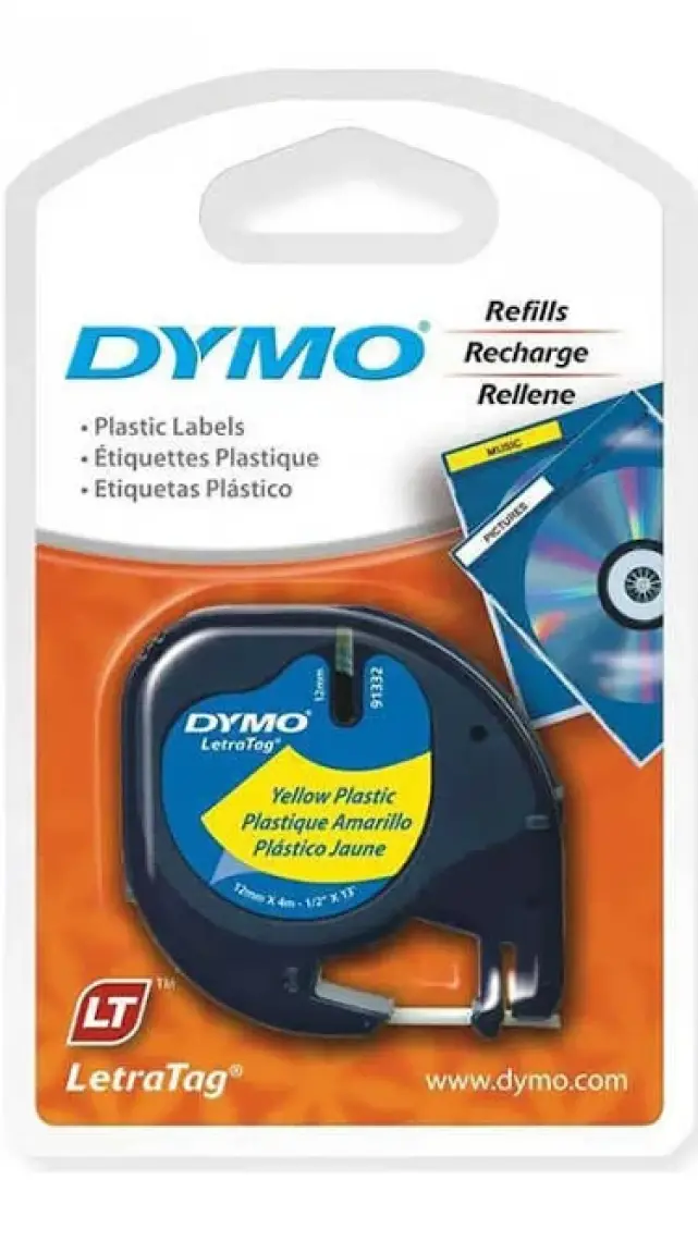 Dymo 91202 Letratag Plastik Etiket Sarı