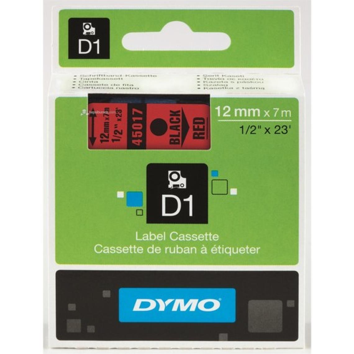 Dymo D1 Yedek Şerit 12mmx7m KırmızıSiyah 45017