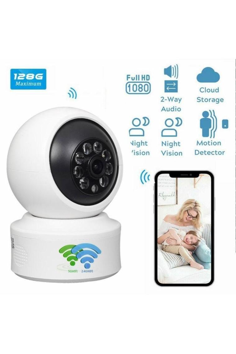Teknomila 1080P 2.4ghz + 5ghz Wifi Kablosuz 360° Hareket Izleme Sesli Cctv Ağ Ev Güvenlik Ip Kamera Mini Kamera