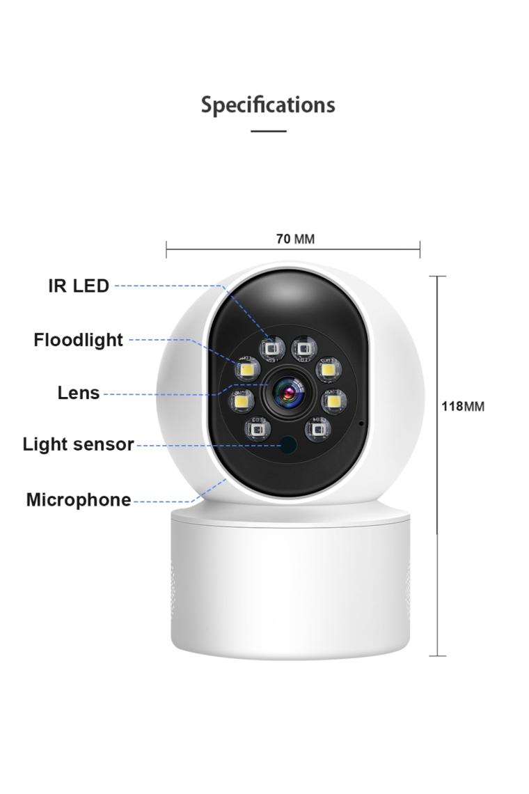 Teknomila 1080P 2.4ghz + 5ghz Wifi Kablosuz 360° Hareket Izleme Sesli Cctv Ağ Ev Güvenlik Ip Kamera Mini Kamera