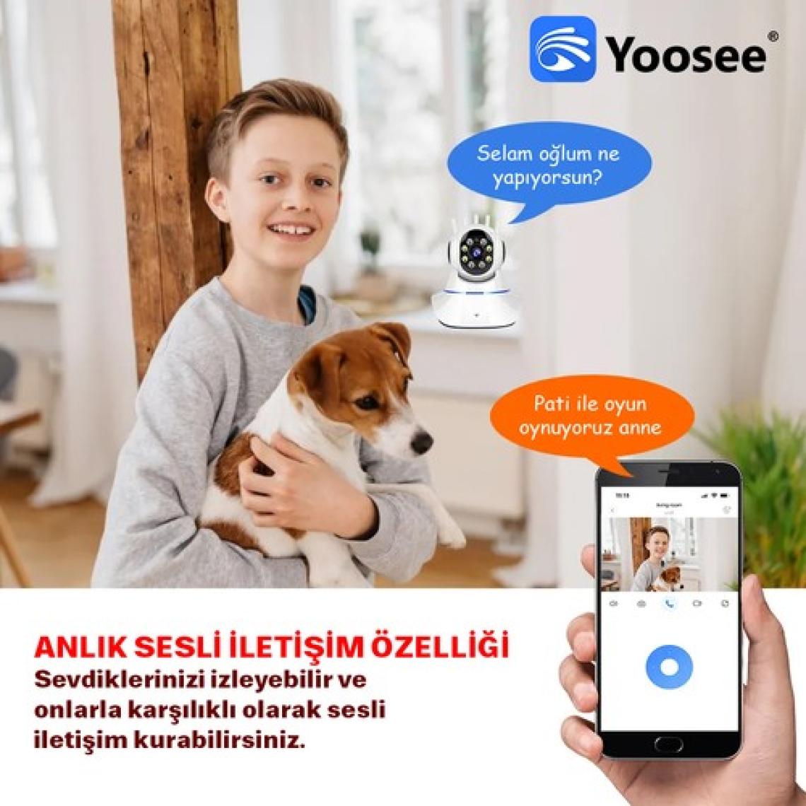 Yoosee Kablosuz Full Hd 1080P Wifi Ip 5 Antenli Kablosuz 355° Bebek Izleme Güvenlik Kamerası