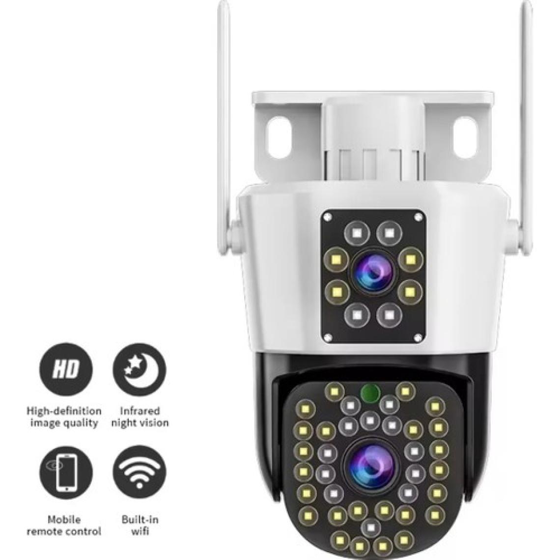 Enshall 4mp 4K Ultra Hd Gece Görüşlü Çift Lensli Hareket Takipli Alarmlı Dış Mekan Ip Güvenlik Kamerası
