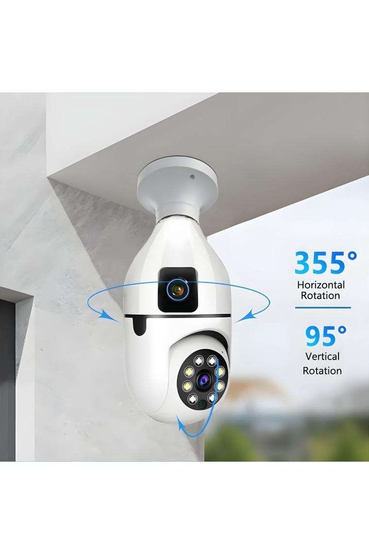 Megamus 4mp Ampul Kablosuz Wifi Kamera Çift Lens Işık Ip 2 Yönlü Ses Otomatik Izleme Aı Insansı Algılama