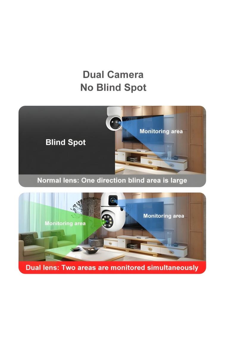 Megamus 4mp Ampul Kablosuz Wifi Kamera Çift Lens Işık Ip 2 Yönlü Ses Otomatik Izleme Aı Insansı Algılama