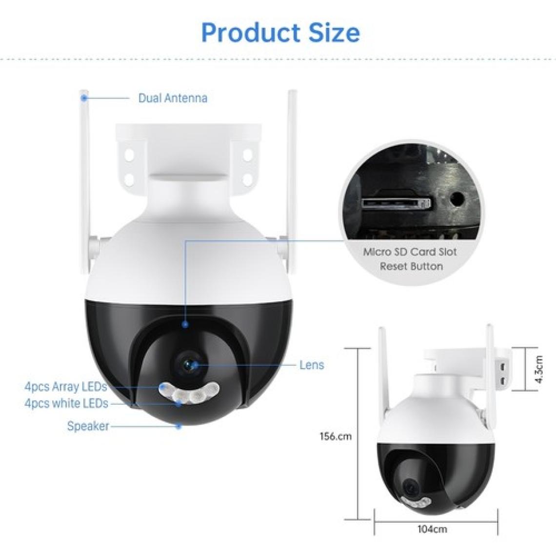 Bintech Kablosuz Wifi Ip Kamera Fuulhd 8mp Onwif Dış Mekan Güvenlik Kamerası