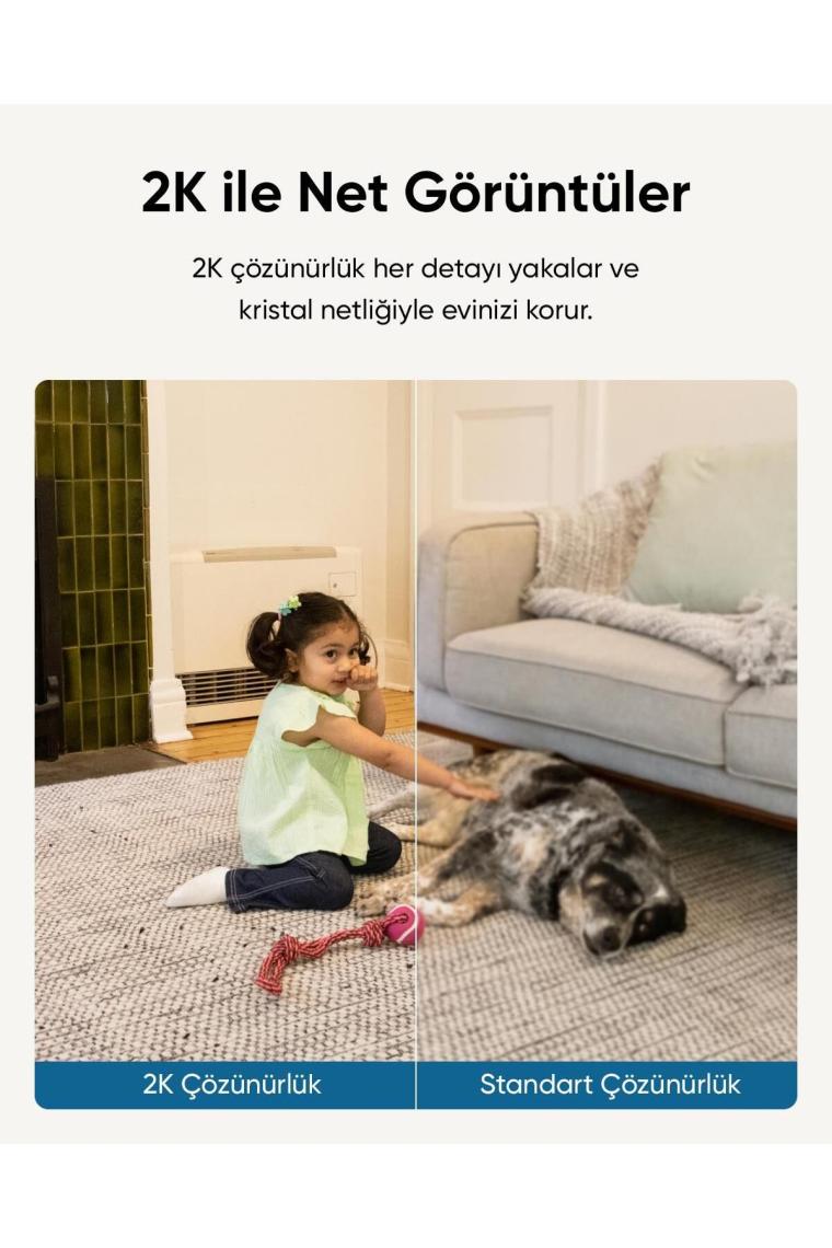 Anker Eufy Security C220 360 Derece Dönebilen Kızılötesi Gece Görüşlü IP Kamera - T8W1 (Anker Türkiye Garantili)