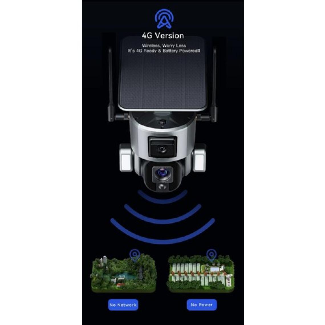 Yoosee Çift Kameralı Bir Geniş Açı Bir Optik 10X Zoom 4g Sim Kart ile Çalışan Solar Güneş Panelli Alarmlı Güvenlik Kamerası