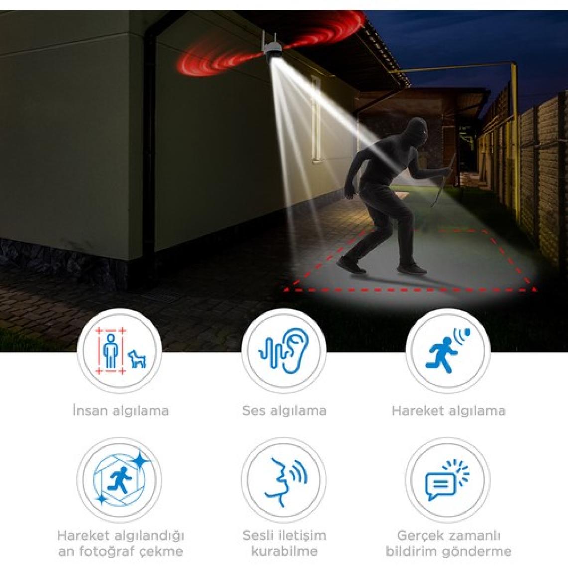 Neutron Gece Görüşlü LED Işıklı 360° Dönebilen Alarmlı Ptz Dış Ortam Kamerası - App ile Kontrol