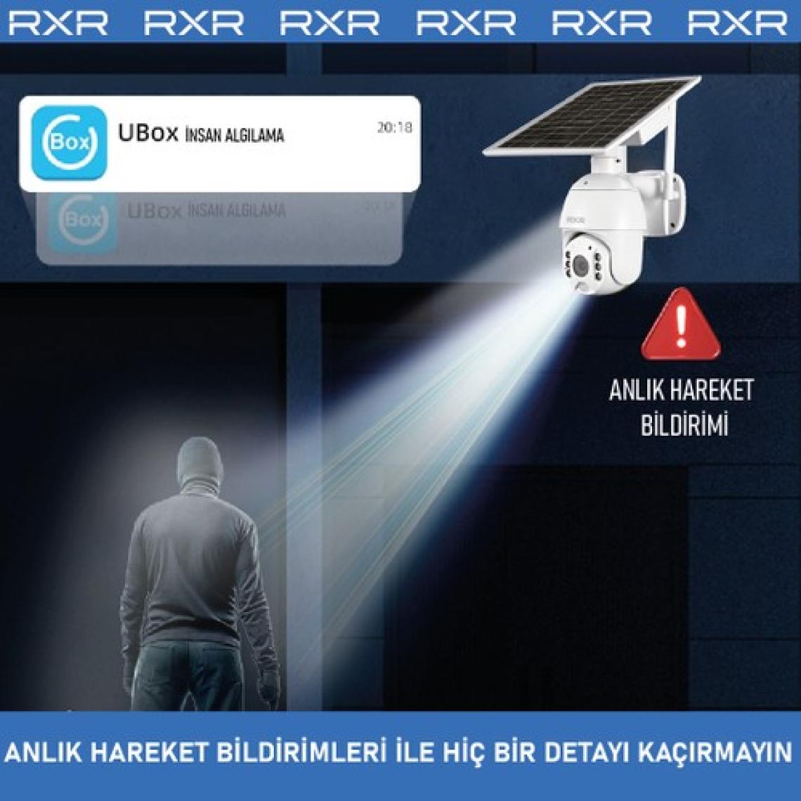 RXR C16 4G Solar Full HD Sim Kartlı interneti içinde Sesli Alarmlı Metal Kasa Suya Dayanıklı