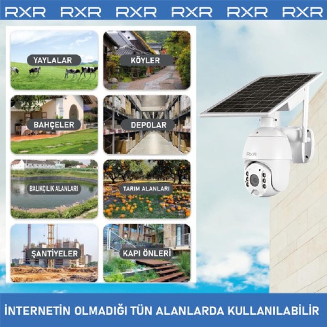 RXR C16 4G Solar Full HD Sim Kartlı interneti içinde Sesli Alarmlı Metal Kasa Suya Dayanıklı
