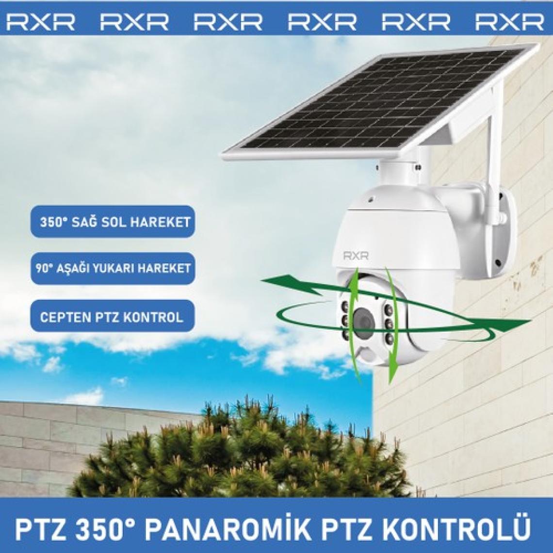 RXR C16 4G Solar Full HD Sim Kartlı interneti içinde Sesli Alarmlı Metal Kasa Suya Dayanıklı