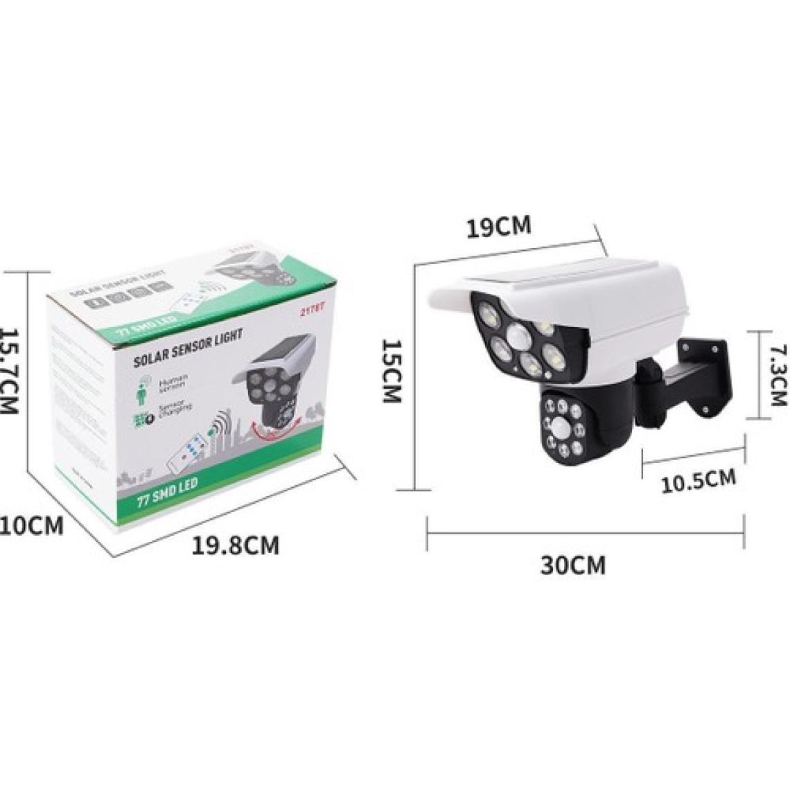 Gaman 77 LED Hareket Sensörlü Kumandalı Güneş Enerjili LED Solar Bahçe Lambası Armatürü Sahte Kamera