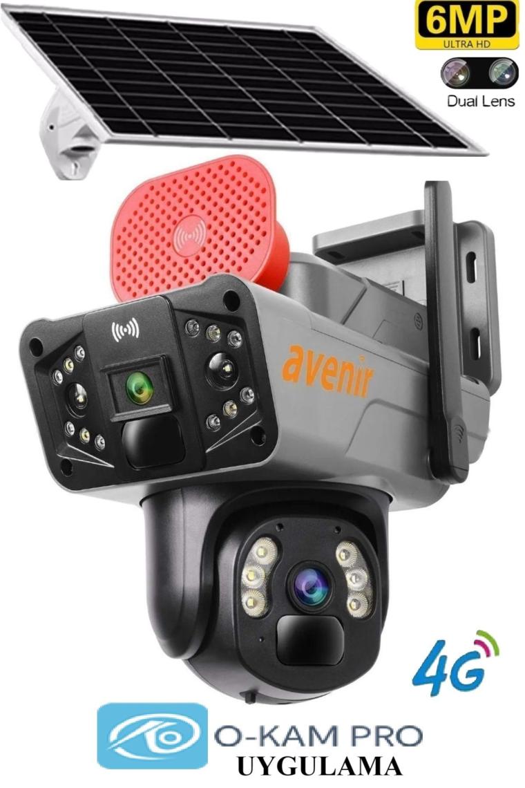 Avenir AV-S427 Modeli  4g 6mp Dual Lens Güneş Panelli Solar Kamera