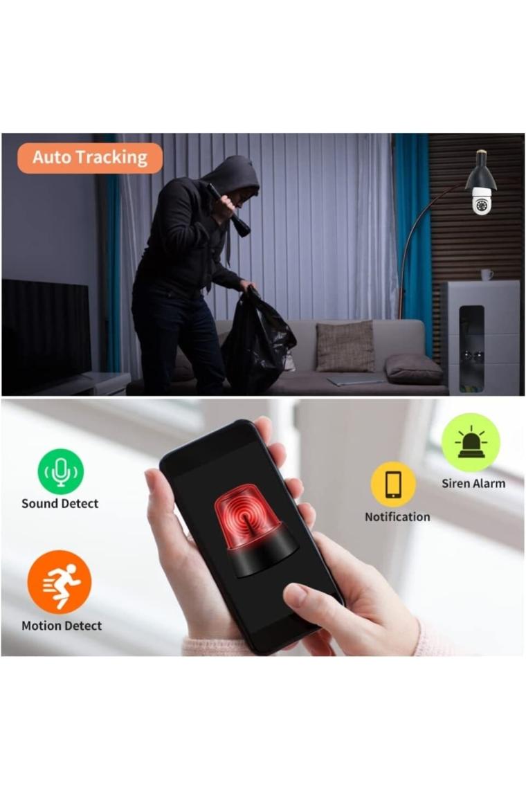 Teknomila Wifi 360 Panoramik Ampul Kamera Gece Görüş Ses Akıllı Hareket Algılayıcı