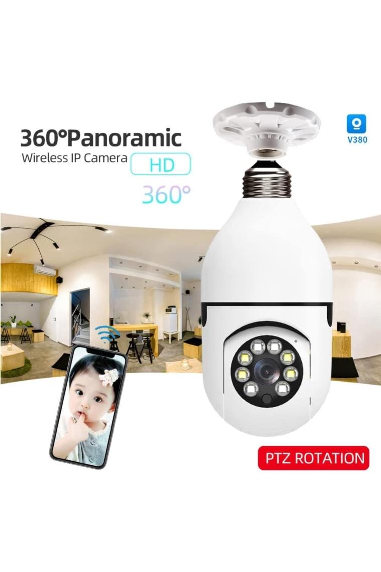 Teknomila Wifi 360 Panoramik Ampul Kamera Gece Görüş Ses Akıllı Hareket Algılayıcı